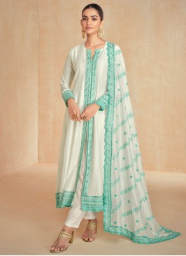 White Ceremonial Silk Trendy Salwar Kameez