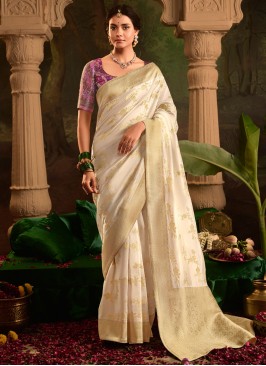 White Color Designer Saree