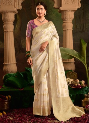 White Color Designer Saree