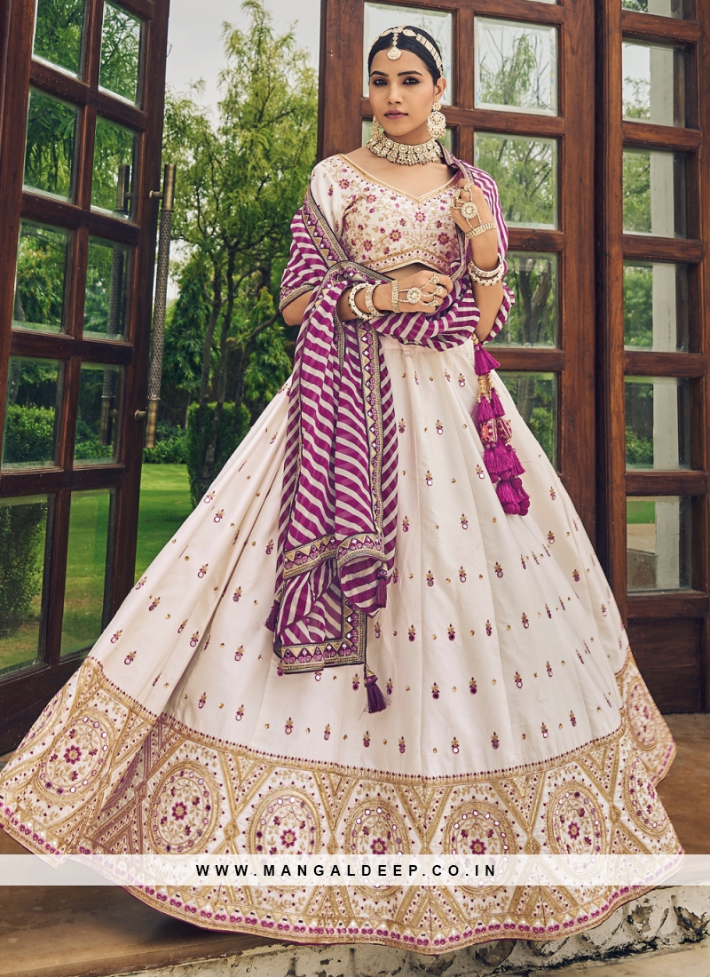 Buy White Georgette Engagement Lehenga for Women Online from India's Luxury  Designers 2024