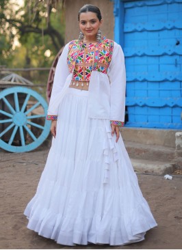 White Festival Readymade Lehenga Choli