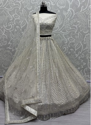 White Net Designer Lehenga Choli