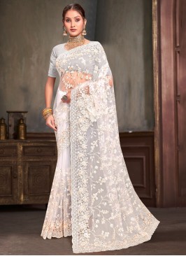 White Sequins Classic Saree