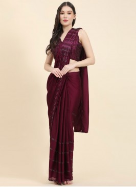 Wine Color Classic Saree