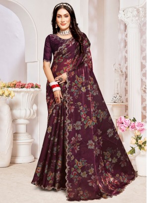 Wine Festival Organza Traditional Saree