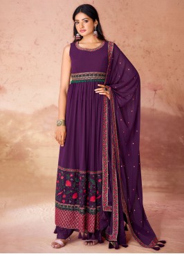 Wine Sequins Festival Readymade Salwar Kameez