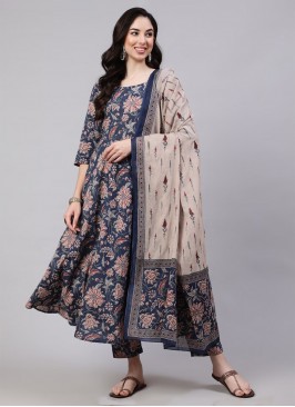 Winsome Cotton Printed Multi Colour Readymade Anarkali Salwar Suit