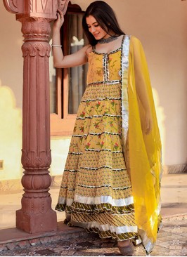 Yellow Color Long Length Salwar Kameez