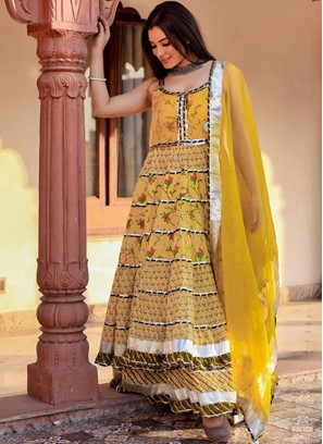 Yellow Color Long Length Salwar Kameez