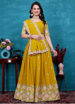 Yellow Faux Georgette Lehenga Choli