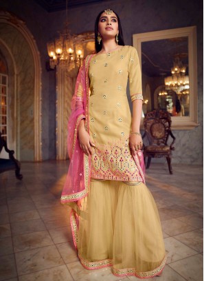 Yellow Net Ceremonial Designer Pakistani Salwar Suit