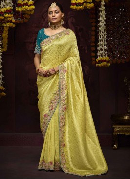 Yellow Reception Kanjivaram Silk Trendy Saree