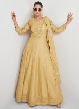 Yellow Sequins Sangeet Trendy Gown