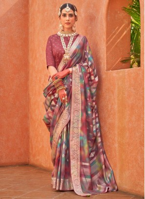 Zesty Foil Print Multi Colour Classic Saree