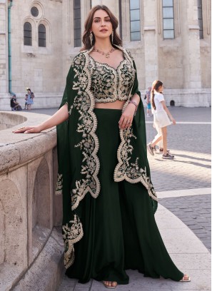 Zesty Green Embroidered Silk Trendy Salwar Kameez