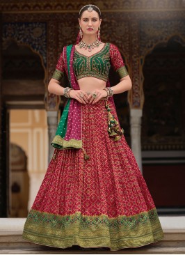 Zesty Silk Geometric Print Readymade Lehenga Choli