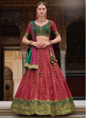 Zesty Silk Geometric Print Readymade Lehenga Choli